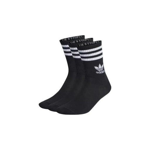 Pack of three black Adidas socks with white stripes and logo for Men Fall Winter collection