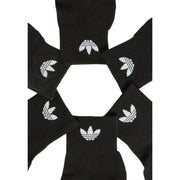 Six pairs of black ankle socks with white Adidas trefoil logos for men’s spring summer underwear collection