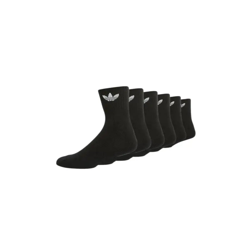 Pack of six black ankle socks with white Adidas Trefoil logo for Men Spring Summer IJ5626