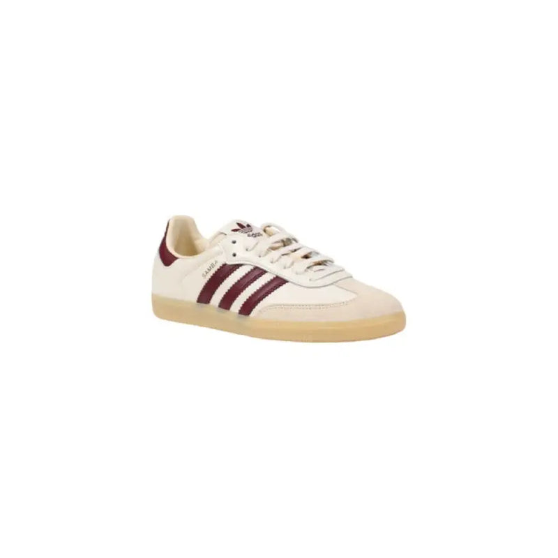 Adidas Samba White and Burgundy Sneaker displayed on a plain background