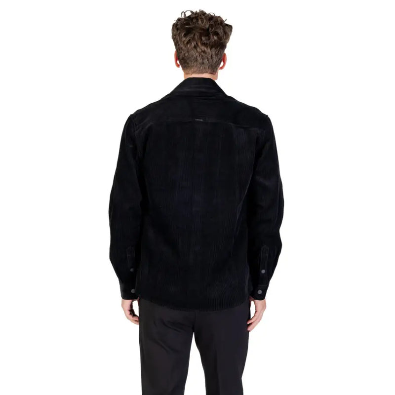 Men’s black corduroy long-sleeve shirt displayed with Antony Morato Black Classic Long Blazer for Men
