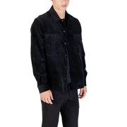 Men’s black corduroy button-up shirt displayed with Antony Morato Black Classic Long Blazer for Men