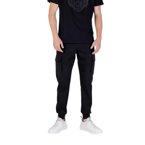 Men’s black cotton blend cargo joggers from Antony Morato for men