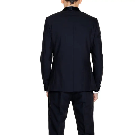 Men’s black tuxedo jacket and trousers from Antony Morato with lapel collar and front pockets