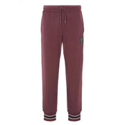 Maroon Armani Exchange Bordeaux cotton trousers with drawstring waist and striped cuffs