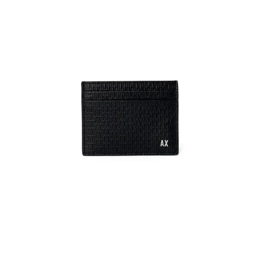 Black leather textured card holder from Armani Exchange Men Spring Summer Wallet collection