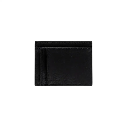 Black leather card holder with multiple slots from Armani Exchange Men Black Printed Polyester Wallet