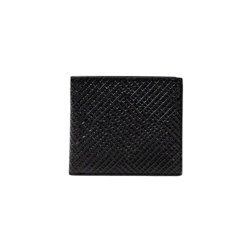 Black bi-fold leather wallet with textured finish from Armani Exchange Men collection
