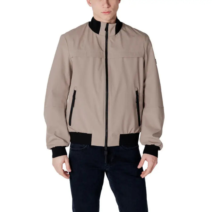 Beige Bomber Jacket displayed on a neutral background for a stylish casual look