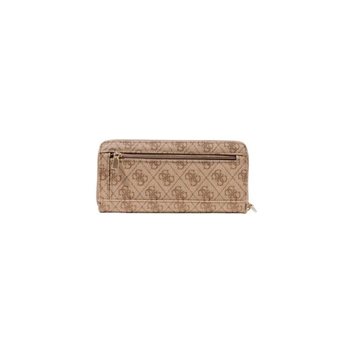 Beige patterned zip around wallet with intricate design and secure closure