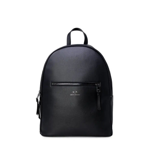 Black backpack featuring a front zipper pocket for convenient storage and organization