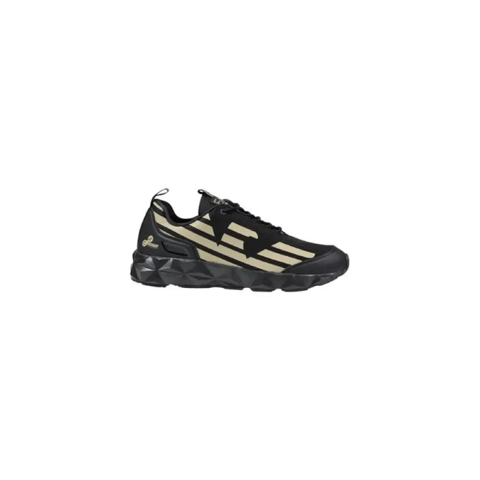 Black and beige geometric athletic shoe for men featuring modern design and comfort