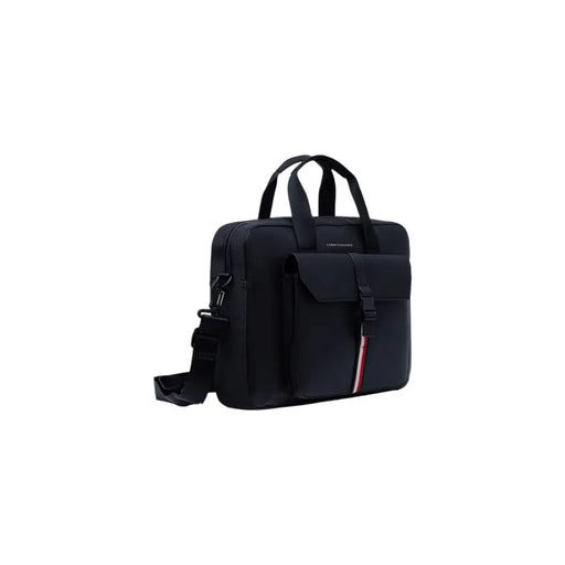 Black briefcase with handle and adjustable shoulder strap for professional use