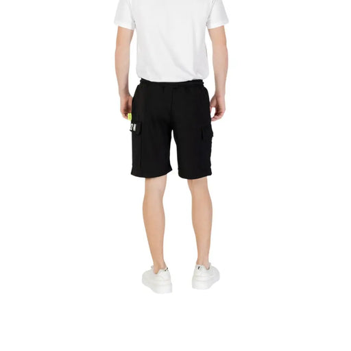 Black cargo shorts displayed in a product image suitable for online retail listings