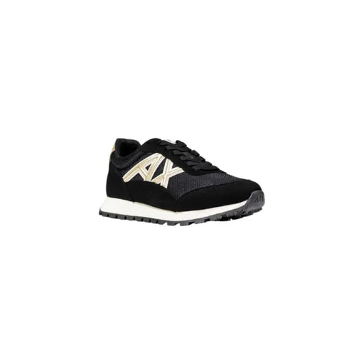 Black and gold AX logo running shoe displaying sleek design and athletic style