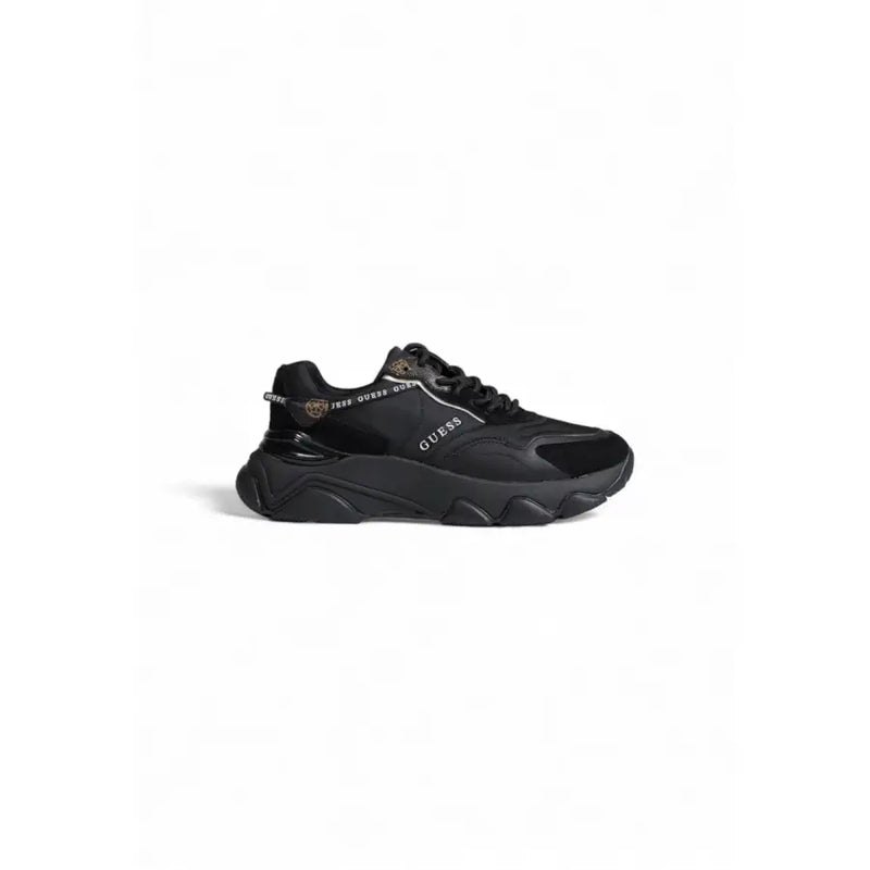 Black Guess sneakers with a chunky sole from Guess White Women Lace Up Textile Rubber Sneakers Fall Winter collection