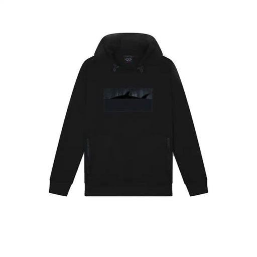 Black hooded sweatshirt featuring a shark graphic for a stylish casual look