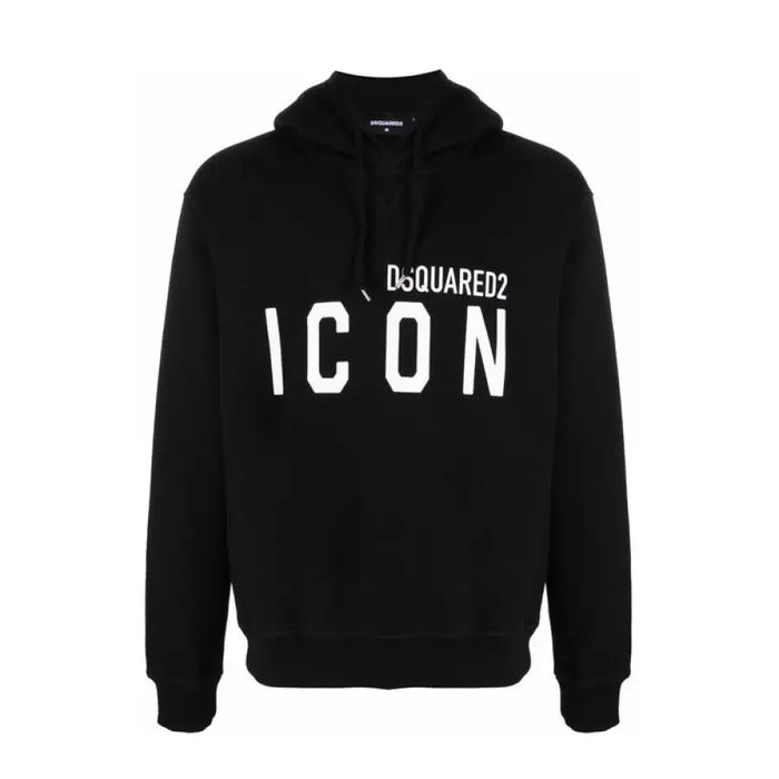 Black hoodie with white lettering from Black Hooded Sweatshirt with White Icon Print
