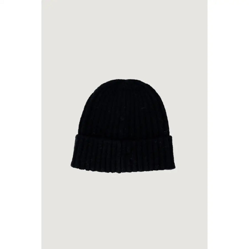 Black knit beanie displayed in a product image for Black Knit Beanie