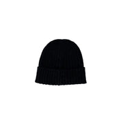 Black knit beanie displayed, ideal for winter warmth and stylish casual wear