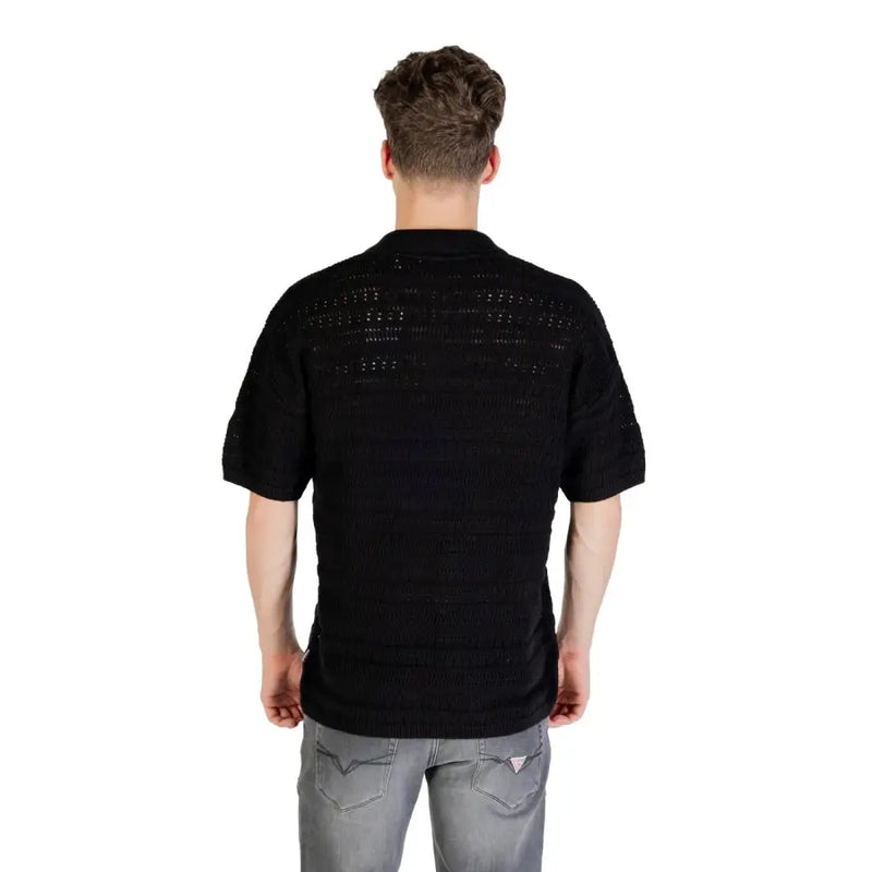 Black Knit Polo Shirt displayed in the product listing, suited for casual wear