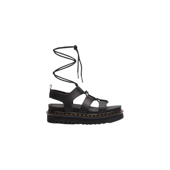 Black lace-up platform sandal displayed in a product image for Black Lace Up Platform Sandal