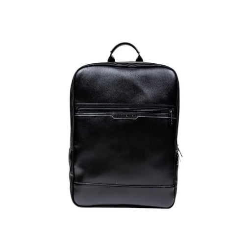 Black leather backpack displayed for stylish and durable everyday use
