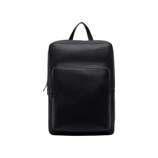 Black leather backpack with padded straps and silver zippers for stylish functionality