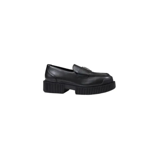 Black leather loafer with thick sole from Armani Exchange Women’s Moccasin Slippers
