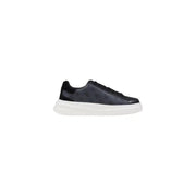 Black leather platform sneaker with white sole, stylish and comfortable footwear accessory