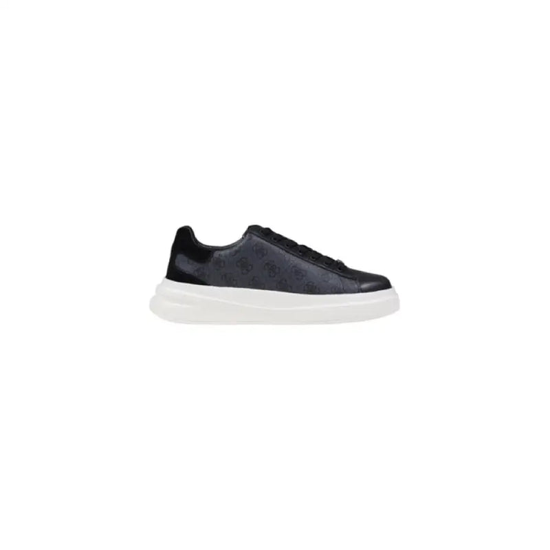 Black leather platform sneaker with white sole, stylish and comfortable footwear accessory