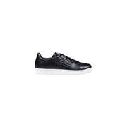 Black leather sneaker with a white sole, stylish and comfortable footwear option