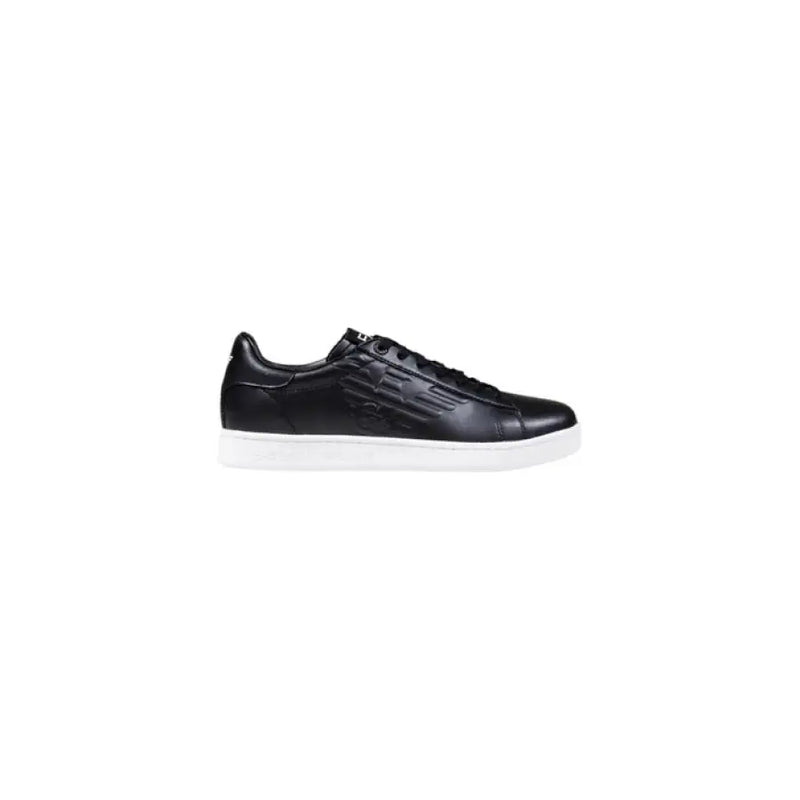 Black leather sneaker with a white sole, stylish and comfortable footwear option