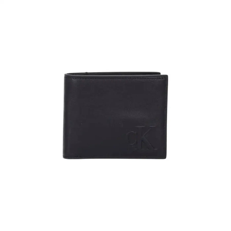 Black leather wallet featuring CK Logo displayed in product listing
