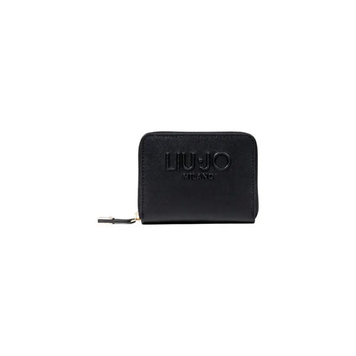 Black Liu Jo wallet with zipper closure displayed in the Liu Jo Black Zippered Wallet product