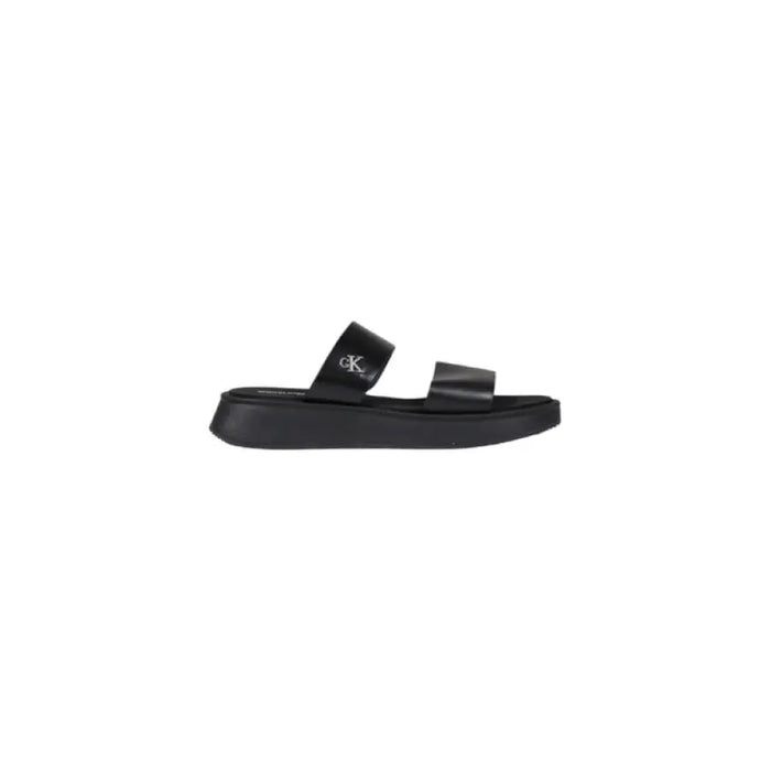 Black Platform Slide Sandal showing stylish open-toe footwear with a thick sole