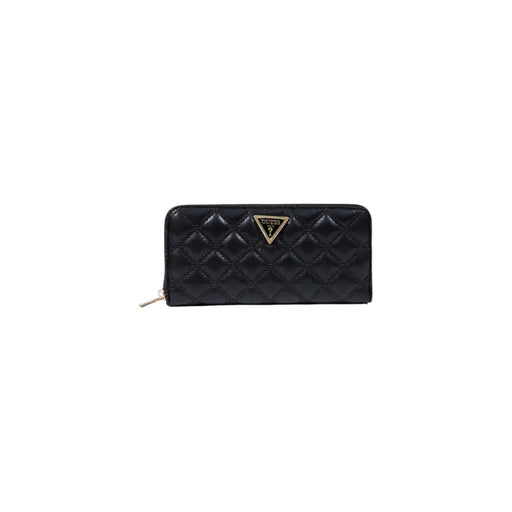 Black quilted wallet with a gold logo for elegant accessory style