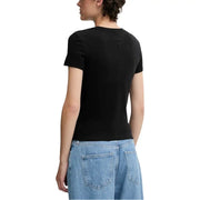 Black short-sleeve crewneck T-shirt in organic cotton viscose from Tommy Hilfiger for women