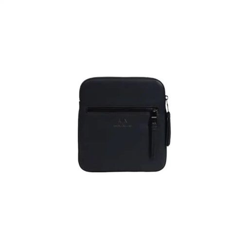 Black square zippered pouch with front pocket from Armani Exchange Men’s Shoulder Bag