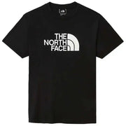 Black T-Shirt with White The North Face Logo displayed on a White Short Sleeved T Shirt