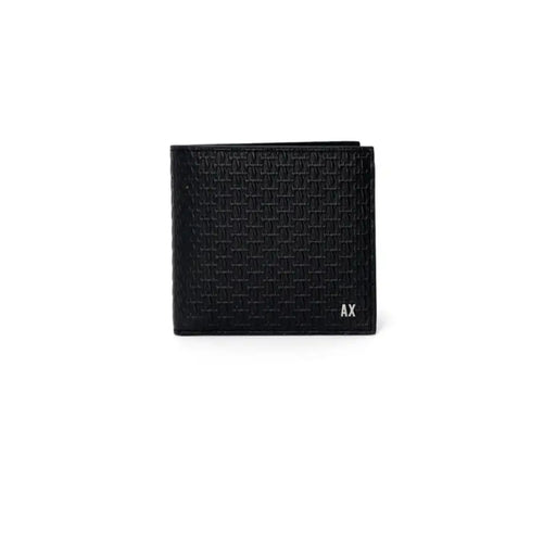 Black textured wallet from Armani Exchange for men, showcasing style and sophistication