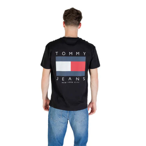 Black Tommy Jeans T Shirt displayed on a retail product page