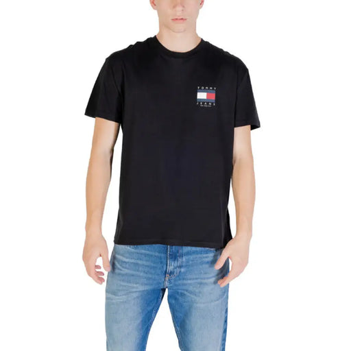 Black Tommy Jeans T Shirt displayed as a stylish men’s casual apparel product