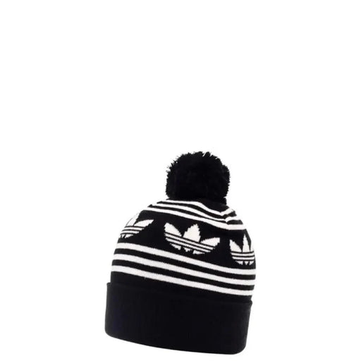 Black and white Adidas beanie with pompom for women, perfect for fall and winter