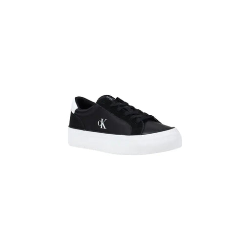 Black and white platform sneakers with suede accents from Calvin Klein Jeans for women