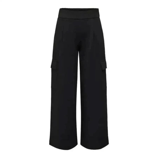 ’Jacqueline De Yong black wide-leg cargo pants with high waistband for women.’