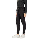 Black women’s tracksuit with cropped zip-up hoodie and matching joggers for Armani Exchange