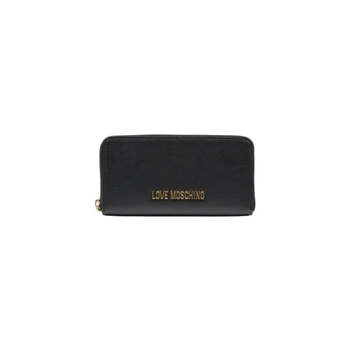 Black zippered wallet featuring a sleek design and ample storage for cards and cash