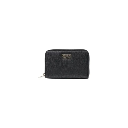 Black zippered wallet showcased in Guess Women’s Beige Wallet with compartments