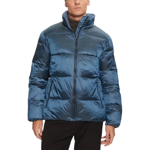 Blue Puffer Jacket displaying a stylish and warm winter outerwear option